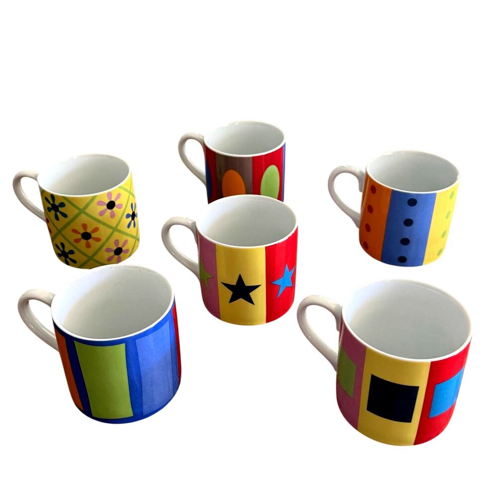 Set of 6 mugs by Gene Meyer/ Swid Powell "Stars" "Stripes"